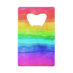 Watercolor Rainbow Stripes Design Bottle Opener