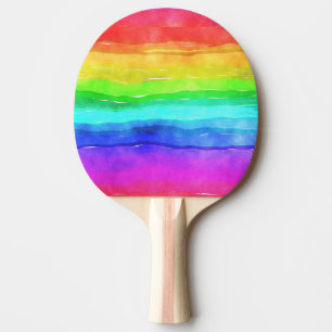 Watercolor Rainbow Stripes Design Ping Pong Paddle