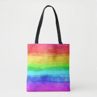 Watercolor Rainbow Stripes Design Tote Bag