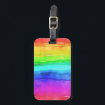 Watercolor Rainbow Stripes Luggage Tag<br><div class="desc">Bright and colourful multi coloured horizontal stripes painted in watercolor,  great background to custom with your own text or images or keep as a cheerful design.</div>