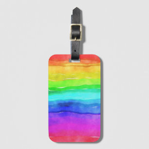 Watercolor Rainbow Stripes Luggage Tag