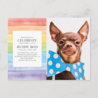 Watercolor Rainbow Stripes Pet Memorial Invitation