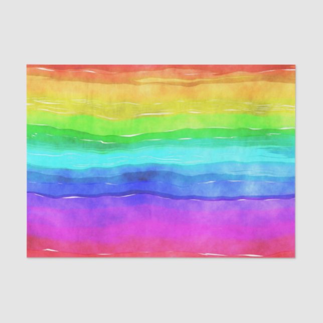 Watercolor Rainbow Stripes Tissue Paper (Front)