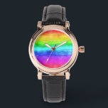 Watercolor Rainbow Stripes Watch<br><div class="desc">Bright and colourful multi coloured horizontal stripes painted in watercolor, great background to custom with your own text or images or keep as a cheerful design.</div>