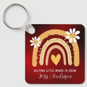 Watercolor Rainbow Teacher Appreciation cute Key Ring