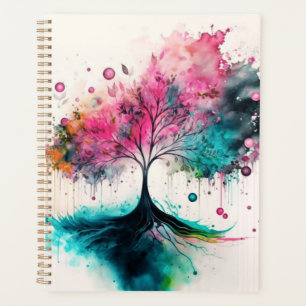 Watercolor Rainbow Tree Abstract Nature Artwork Planner