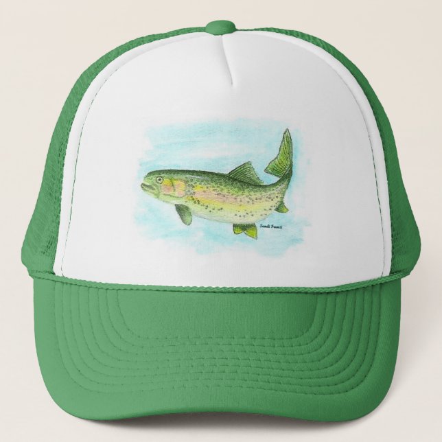Watercolor Rainbow Trout Hat (Front)