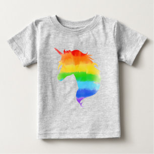 Watercolor Rainbow Unicorn Baby T-Shirt