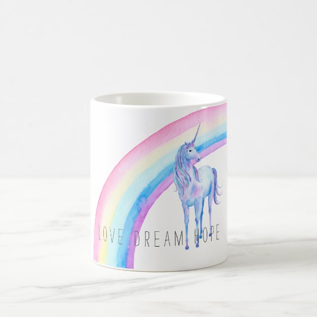 Watercolor Rainbow Unicorn Coffee Mug (Center)