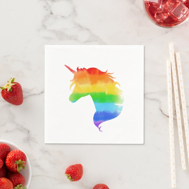Watercolor Rainbow Unicorn Napkin (Insitu)