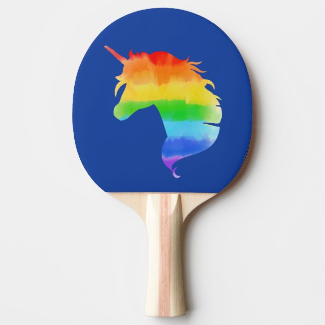 Watercolor Rainbow Unicorn Ping Pong Paddle (Front)