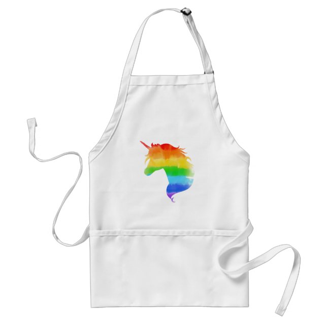 Watercolor Rainbow Unicorn Standard Apron (Front)