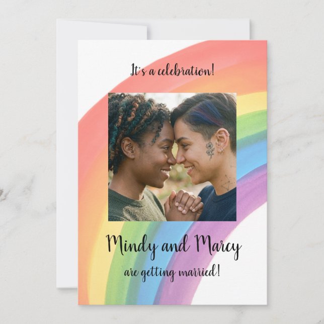 Watercolor Rainbow Wedding Invitation (Front)