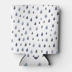 Watercolor raindrops, indigo seamless pattern. can cooler