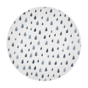 Watercolor raindrops, indigo seamless pattern. cutting board