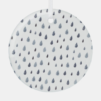 Watercolor raindrops, indigo seamless pattern. glass tree decoration