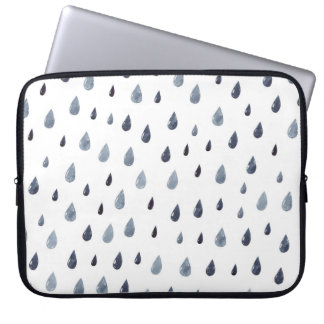 Watercolor raindrops, indigo seamless pattern. laptop sleeve