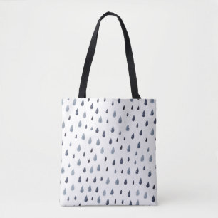 Watercolor raindrops, indigo seamless pattern. tote bag