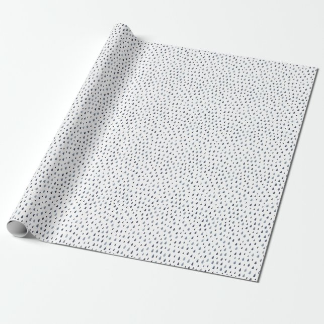 Watercolor raindrops, indigo seamless pattern. wrapping paper (Unrolled)