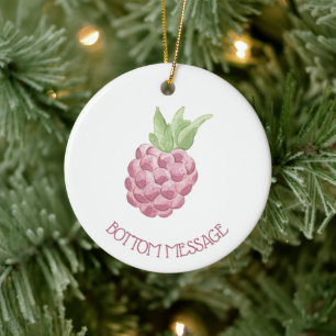 Watercolor Raspberry Ceramic Tree Decoration