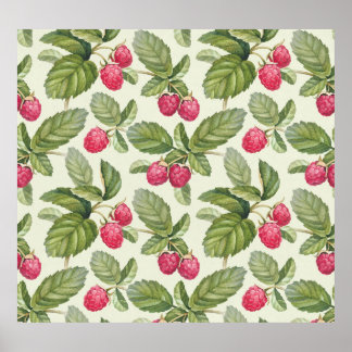 Watercolor Raspberry Seamless Pattern Design Poster