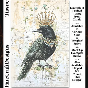 Watercolor Raven, Crown & Necklace DK8L Decoupage Tissue Paper