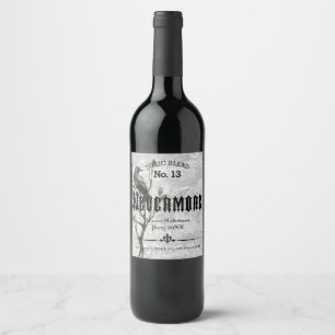 Watercolor Raven Nevermore Wine Label
