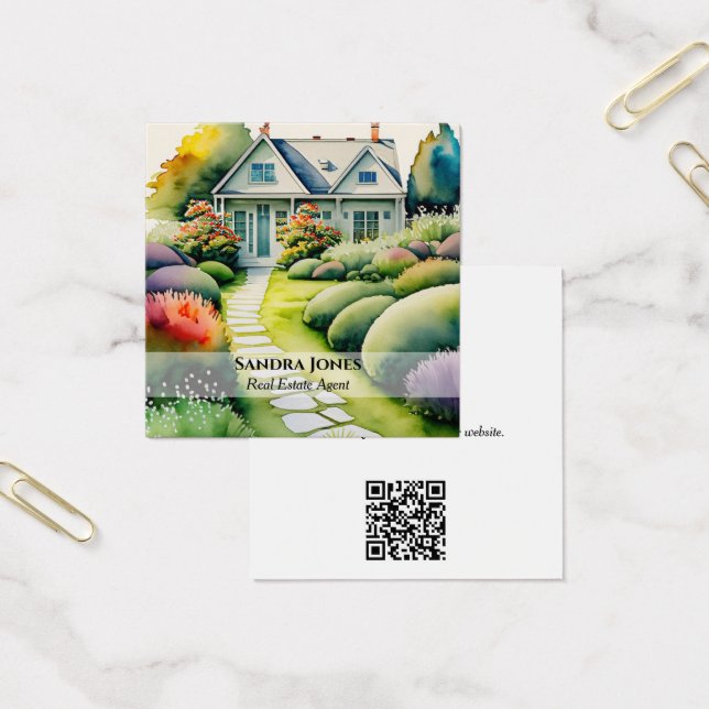 Watercolor Real Estate Business Card 2 (Office)