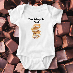 Watercolor Realistic S'mores Toddler's Birthday Baby Bodysuit