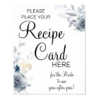 Watercolor Recipe Cards bridal shower game sign