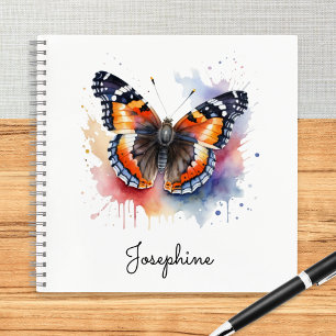 Watercolor Red Admiral Butterfly Personalised Notebook