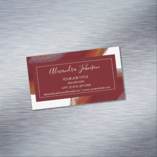 Watercolor Red Agate Geode Magnetic Business Card