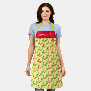 Watercolor Red And Green Chilli Peppers Apron