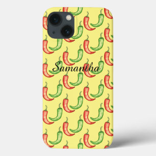 Watercolor Red And Green Chilli Peppers iPhone 13 Case