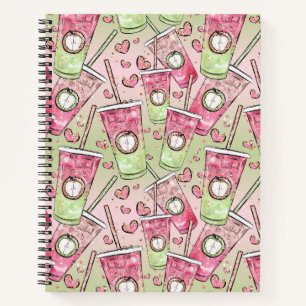 WATERCOLOR RED AND GREEN CUPS WITH STRAWS NOTEBOOK