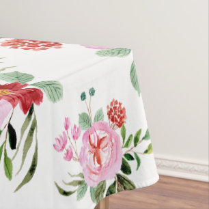 Watercolor Red and Pink Floral Seamless Pattern  Tablecloth
