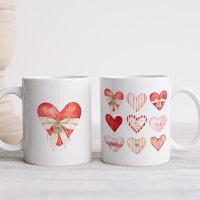 Watercolor Red and Pink Hearts