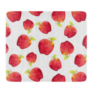 Watercolor Red Apple Pattern Cutting Board
