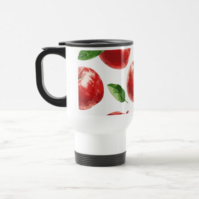 Watercolor Red Apple Travel Mug (Left)