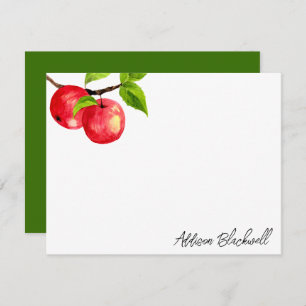 Watercolor Red Apples Personalised Teacher Name Card