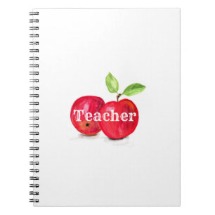Watercolor Red Apples Teacher Education Fruit Notebook