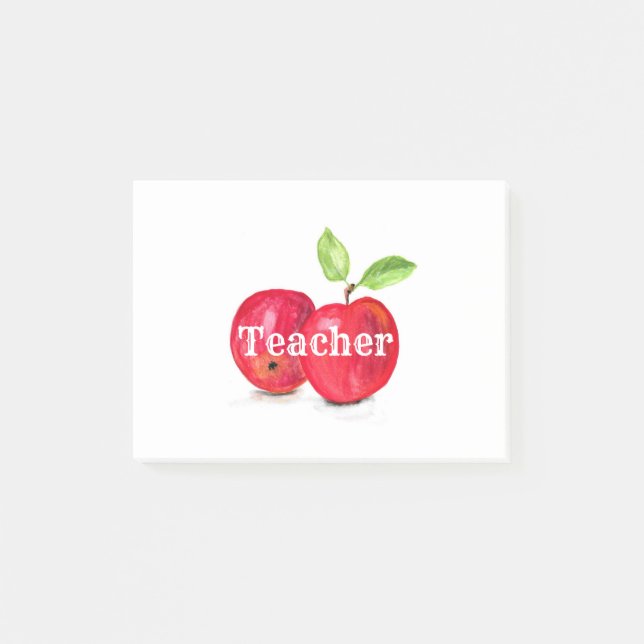 Watercolor Red Apples Teacher Education Fruit Post-it Notes (Front)