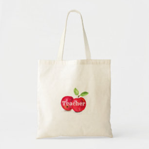 Watercolor Red Apples Teacher Education Fruit Tote Bag