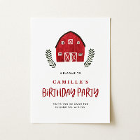Watercolor Red Barn Rustic Farmhouse Baby Shower