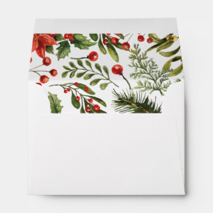 Watercolor Red Berries Christmas Custom Envelope