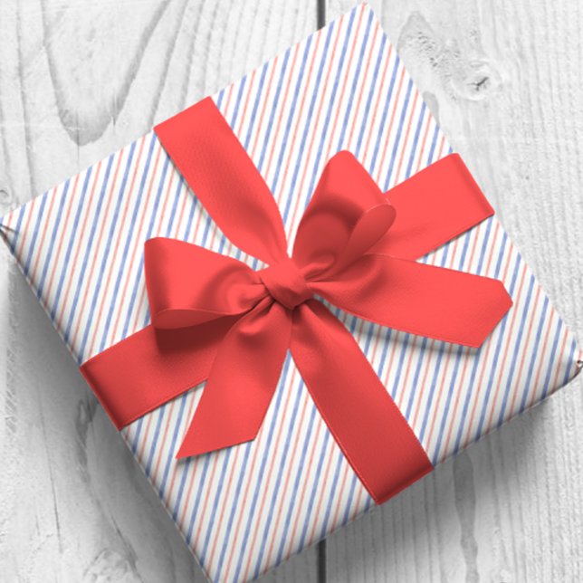 Watercolor Red & Blue Diagonal Stripes Wrapping Paper (Creator Uploaded)