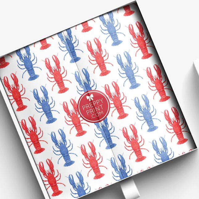 Watercolor Red & Blue Lobsters Tissue Paper (Creator Uploaded)