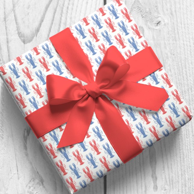 Watercolor Red & Blue Lobsters Wrapping Paper (Creator Uploaded)