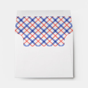 Watercolor Red & Blue Plaid Lobster Personalised Envelope