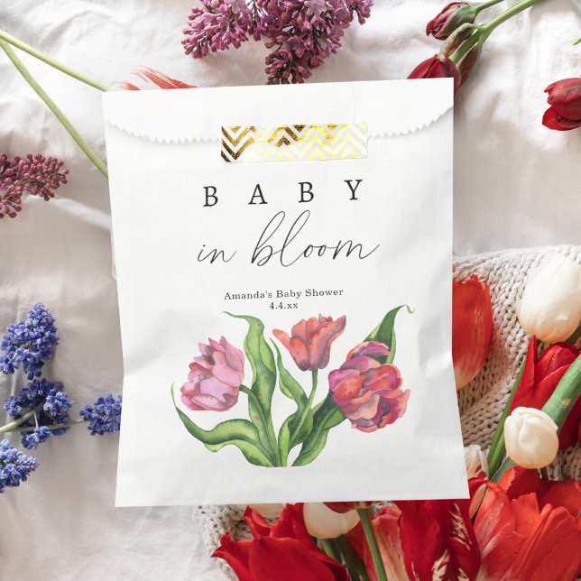 Watercolor red bouquet flowers - baby in bloom favour bags (Creator Uploaded)